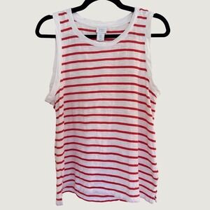 Sigrid Olsen‎ Womens Red White Striped Cotton Slub Tank Top Size M RN 75343